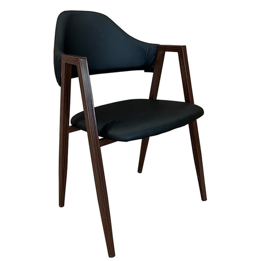 Καρέκλα Τραπεζαρίας ArteLibre SOLANA Μαύρο/Καρυδί PU/Μέταλλο 51x51x81cm - Hippiehome.gr