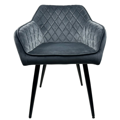 Καρέκλα Τραπεζαρίας ArteLibre FLORENCIA Γκρι/Μαύρο Βελούδο/Μέταλλο 56x60x81cm - Hippiehome.gr