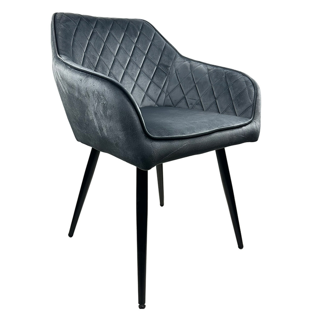 Καρέκλα Τραπεζαρίας ArteLibre FLORENCIA Γκρι/Μαύρο Βελούδο/Μέταλλο 56x60x81cm - Hippiehome.gr