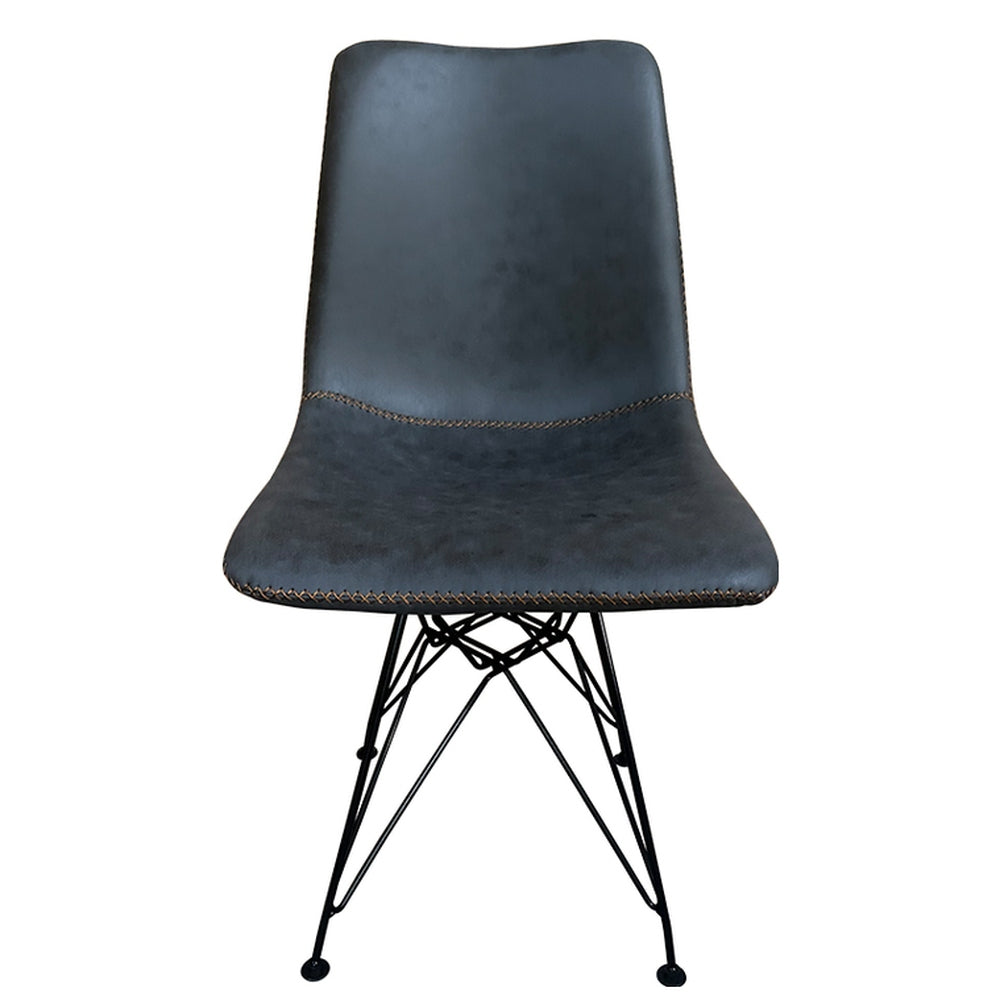 Καρέκλα Τραπεζαρίας ArteLibre SELVA Γκρι/Μαύρο PU/Μέταλλο 43x57x81cm - Hippiehome.gr