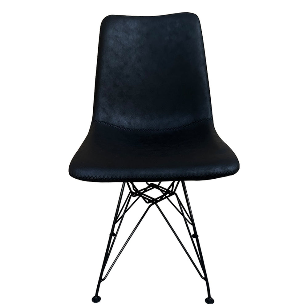 Καρέκλα Τραπεζαρίας ArteLibre SELVA Vintage Μαύρο PU/Μέταλλο 43x57x81cm - Hippiehome.gr