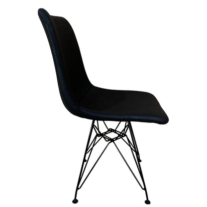 Καρέκλα Τραπεζαρίας ArteLibre SELVA Vintage Μαύρο PU/Μέταλλο 43x57x81cm - Hippiehome.gr