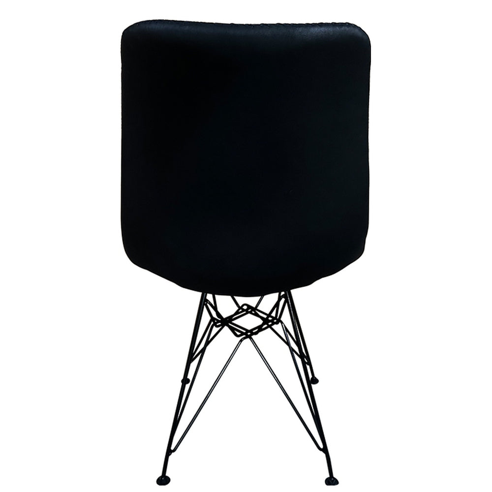 Καρέκλα Τραπεζαρίας ArteLibre SELVA Vintage Μαύρο PU/Μέταλλο 43x57x81cm - Hippiehome.gr