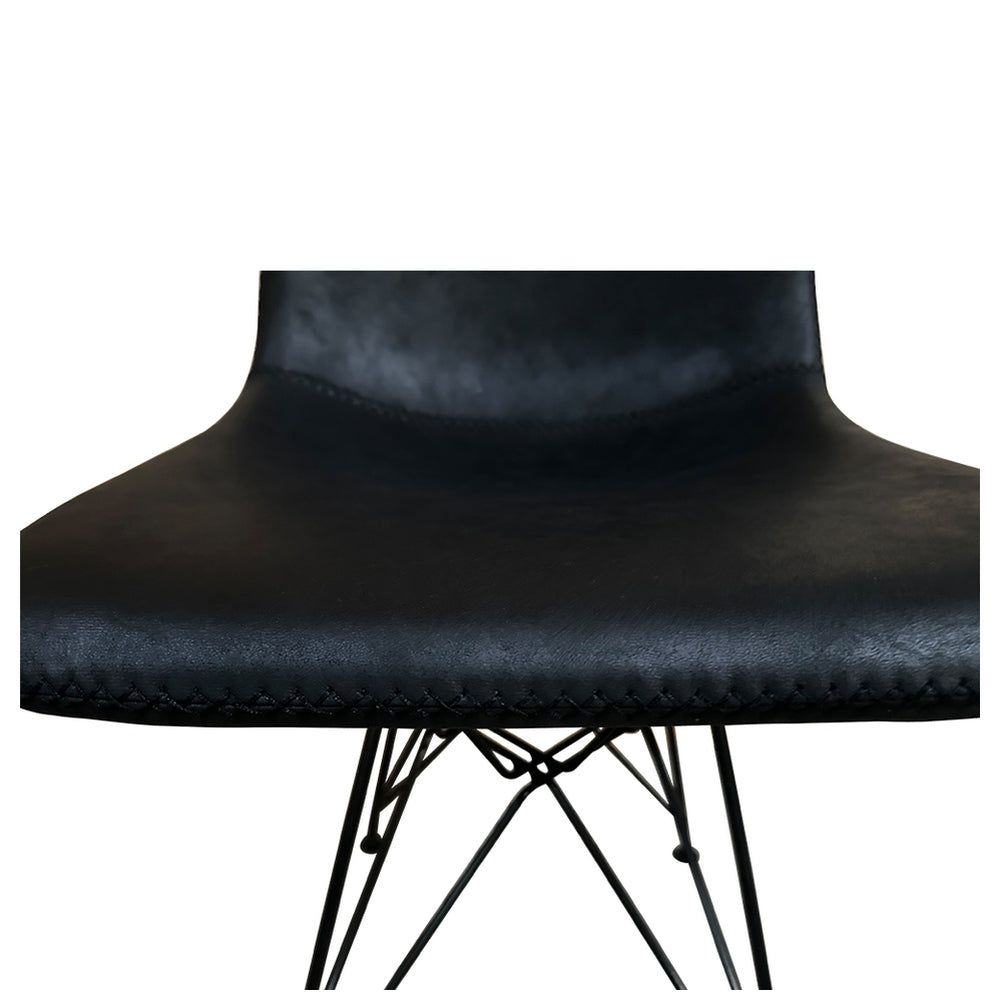 Καρέκλα Τραπεζαρίας ArteLibre SELVA Vintage Μαύρο PU/Μέταλλο 43x57x81cm - Hippiehome.gr