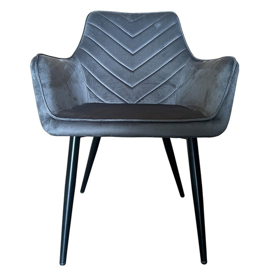 Καρέκλα Τραπεζαρίας ArteLibre FLORITA Γκρι/Μαύρο Βελούδο/Μέταλλο 55x57x84cm - Hippiehome.gr