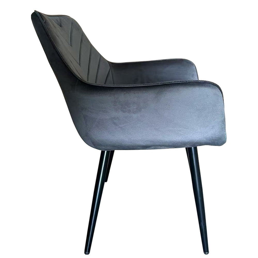 Καρέκλα Τραπεζαρίας ArteLibre FLORITA Γκρι/Μαύρο Βελούδο/Μέταλλο 55x57x84cm - Hippiehome.gr