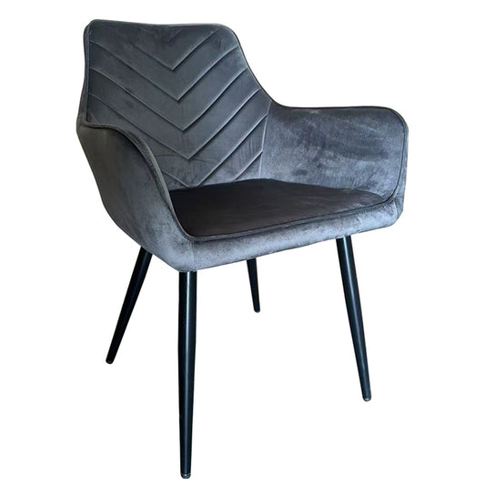 Καρέκλα Τραπεζαρίας ArteLibre FLORITA Γκρι/Μαύρο Βελούδο/Μέταλλο 55x57x84cm - Hippiehome.gr