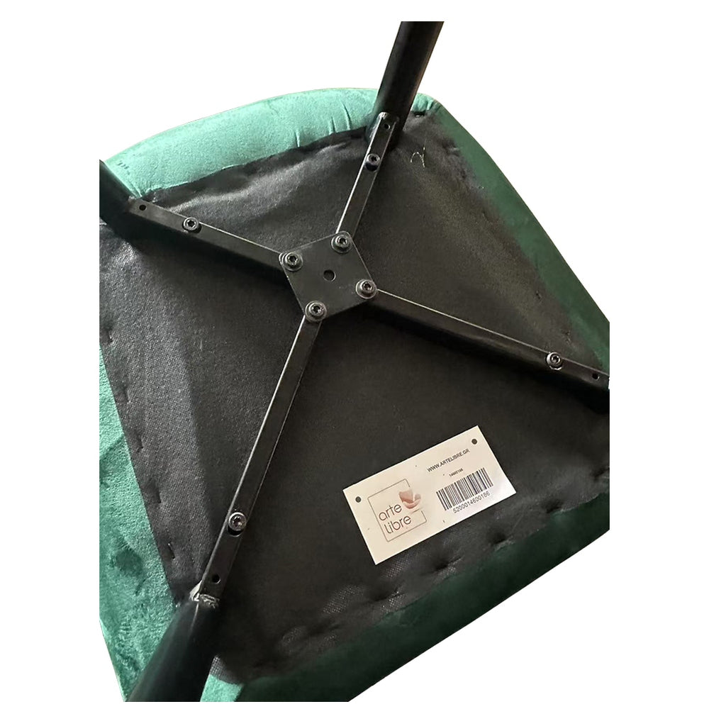 Καρέκλα Τραπεζαρίας ArteLibre FLORITA Πράσινο/Μαύρο Βελούδο/Μέταλλο 55x57x84cm - Hippiehome.gr