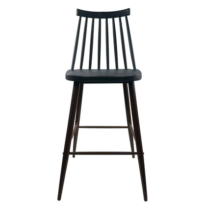 Σκαμπό Bar ArteLibre MARANTA Μαύρο/Καρυδί PP/Μέταλλο 45x46x97cm - Hippiehome.gr