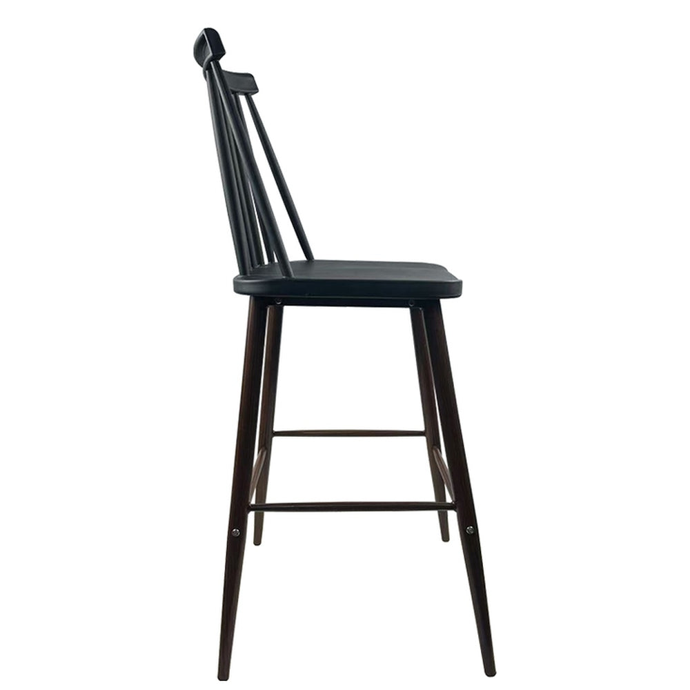 Σκαμπό Bar ArteLibre MARANTA Μαύρο/Καρυδί PP/Μέταλλο 45x46x97cm - Hippiehome.gr