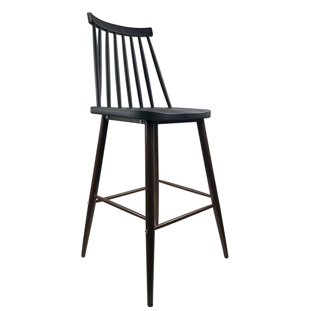 Σκαμπό Bar ArteLibre MARANTA Μαύρο/Καρυδί PP/Μέταλλο 45x46x97cm - Hippiehome.gr