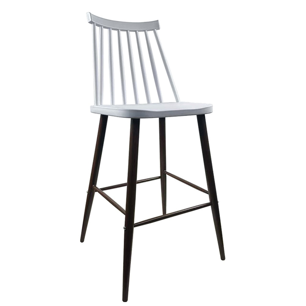 Σκαμπό Bar ArteLibre MARANTA Λευκό/Καρυδί PP/Μέταλλο 45x46x97cm - Hippiehome.gr