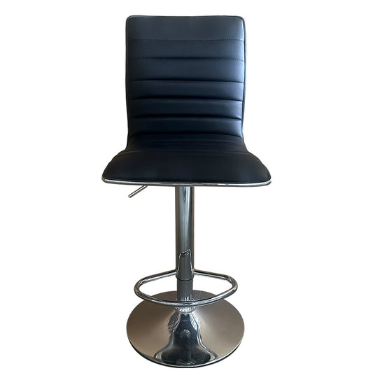 Σκαμπό Bar ArteLibre ENCANTA Μαύρο/Χρώμιο PU/Μέταλλο 41x50x59/94-80/115cm - Hippiehome.gr