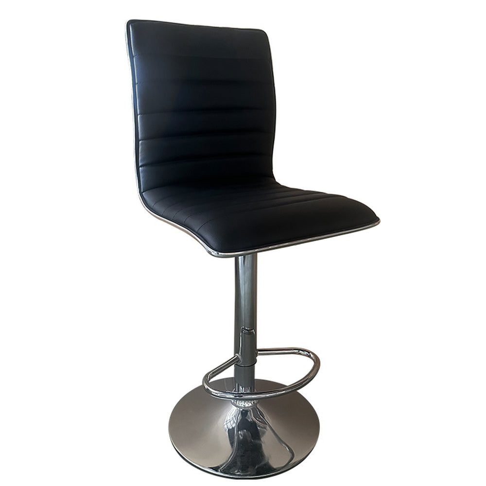 Σκαμπό Bar ArteLibre ENCANTA Μαύρο/Χρώμιο PU/Μέταλλο 41x50x59/94-80/115cm - Hippiehome.gr