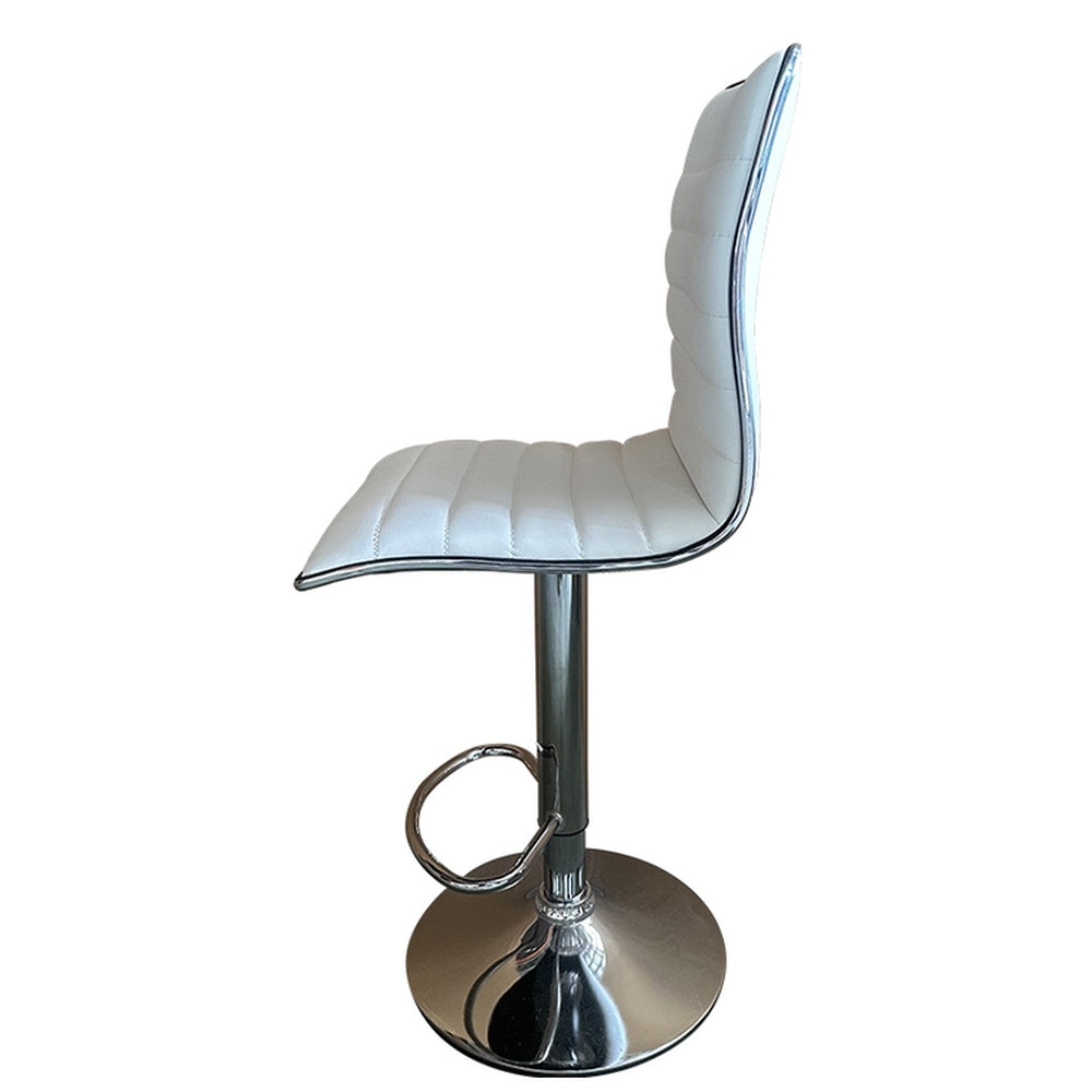 Σκαμπό Bar ArteLibre ENCANTA Λευκό/Χρώμιο PU/Μέταλλο 41x50x59/94-80/115cm - Hippiehome.gr