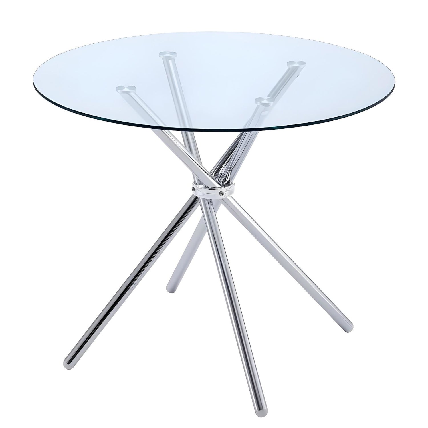 Τραπέζι Τραπεζαρίας ArteLibre PHLAX Διάφανο/Χρώμιο Γυαλί/Μέταλλο Φ120x74cm - Hippiehome.gr