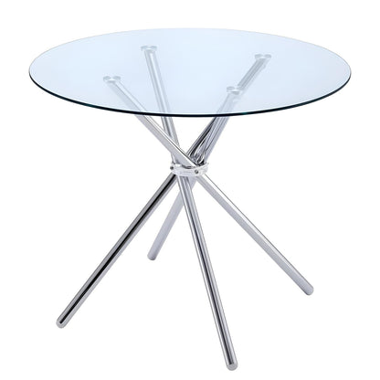 Τραπέζι Τραπεζαρίας ArteLibre PHLAX Διάφανο/Χρώμιο Γυαλί/Μέταλλο Φ120x74cm - Hippiehome.gr