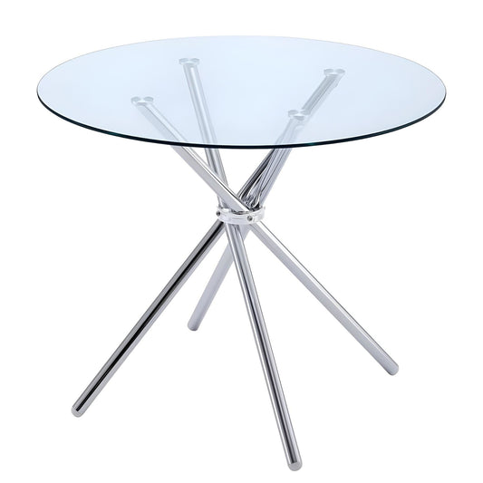 Τραπέζι Τραπεζαρίας ArteLibre PHLAX Διάφανο/Χρώμιο Γυαλί/Μέταλλο Φ120x74cm - Hippiehome.gr