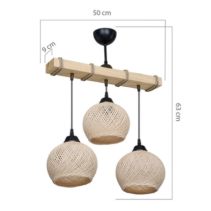 Fiona pakoworld three-light ceiling light E27 cream-natural 50x20x63cm