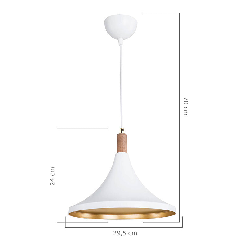 Φωτιστικό οροφής μονόφωτο Keen pakoworld Ε27 λευκό-φυσικό Φ29.5x70εκ - Hippiehome.gr