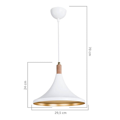 Φωτιστικό οροφής μονόφωτο Keen pakoworld Ε27 λευκό-φυσικό Φ29.5x70εκ - Hippiehome.gr