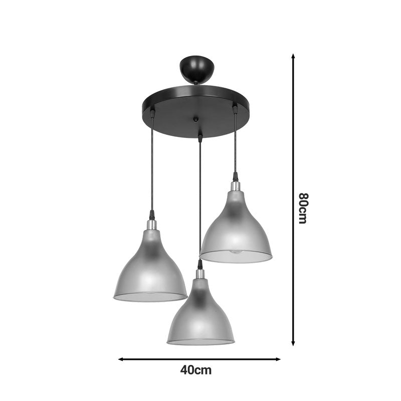 Three-light ceiling lamp Orazio pakoworld E27 charcoal-black Φ40x80cm