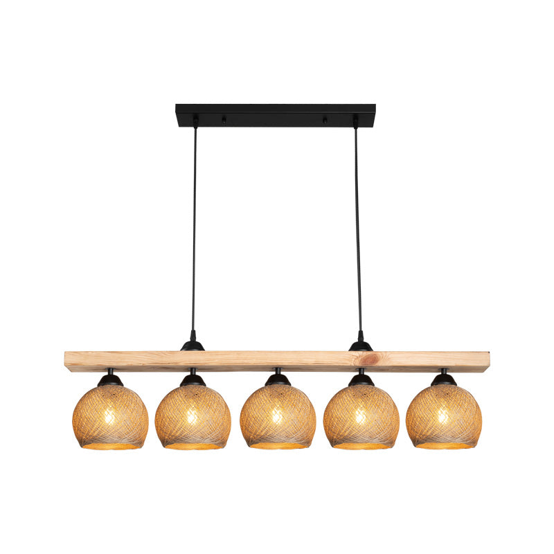 Φωτιστικό οροφής πεντάφωτο Salote pakoworld Ε27 σε καφέ-φυσική απόχρωση 100x18x24εκ - Hippiehome.gr