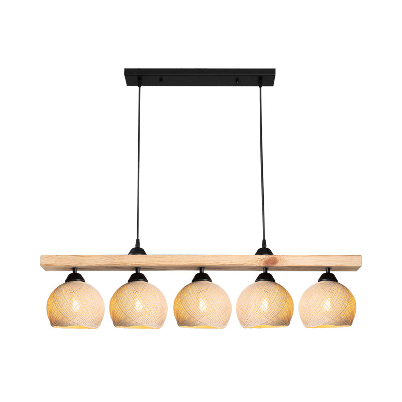 Φωτιστικό οροφής πεντάφωτο Salote pakoworld Ε27 σε καφέ-κρέμα απόχρωση 100x18x24εκ - Hippiehome.gr