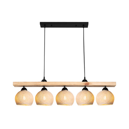 Φωτιστικό οροφής πεντάφωτο Salote pakoworld Ε27 σε καφέ-κρέμα απόχρωση 100x18x24εκ - Hippiehome.gr