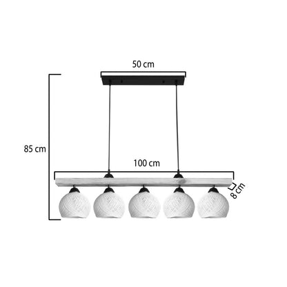 Φωτιστικό οροφής πεντάφωτο Salote pakoworld Ε27 σε καφέ-κρέμα απόχρωση 100x18x24εκ - Hippiehome.gr