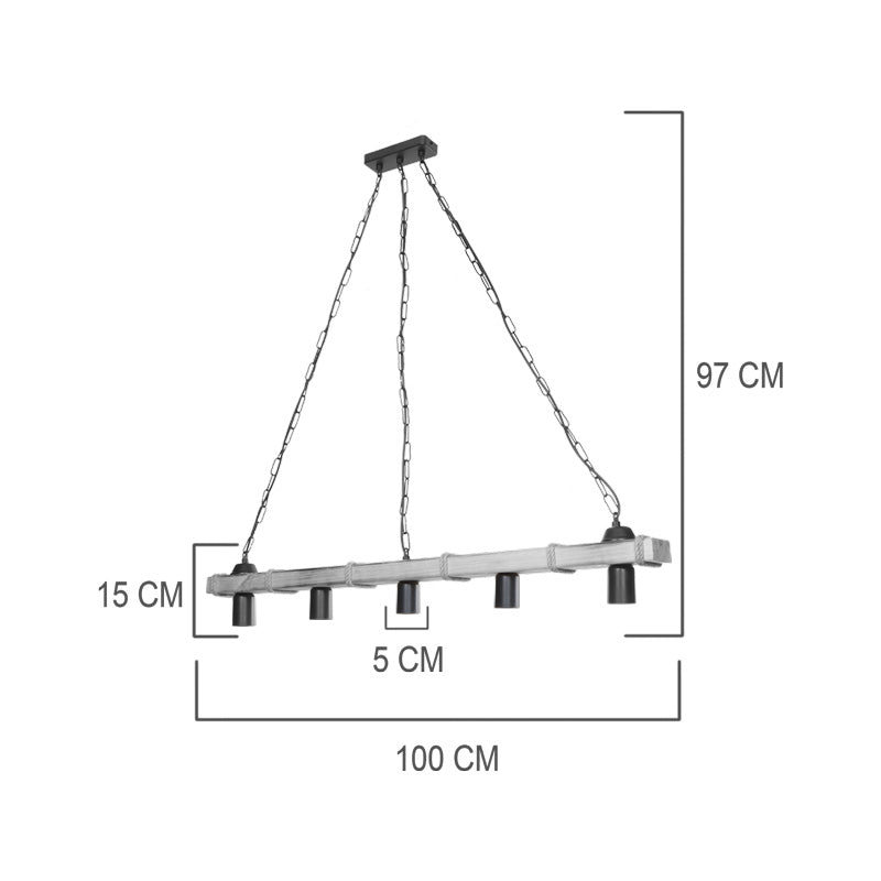 Φωτιστικό οροφής πεντάφωτο Lagoon pakoworld Ε27 σε καφέ απόχρωση 100x8.5x10.5εκ - Hippiehome.gr