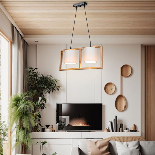 Φωτιστικό οροφής δίφωτο Sereda I pakoworld Ε14 σε καφέ-cream απόχρωση 54x14x27εκ - Hippiehome.gr