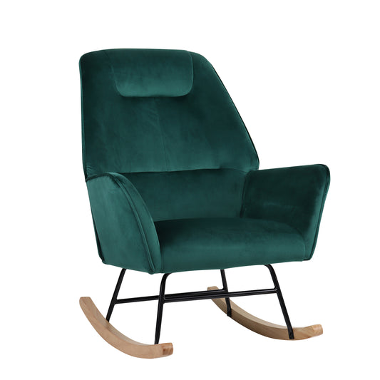 Πολυθρόνα Κουνιστή ArteLibre BERTIE Πράσινο Βελούδο/Μέταλλο/Ξύλο 87x72x96cm - Hippiehome.gr