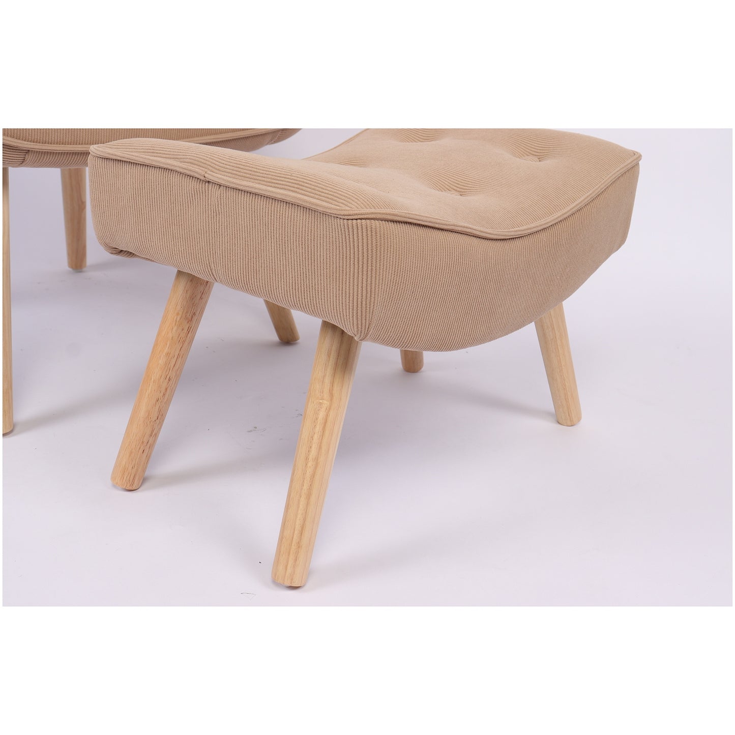 Πολυθρόνα Μπερζέρα Με Υποπόδιο ArteLibre ANIDORI Ανοιχτό Καφέ Ύφασμα/Ξύλο 73x69x96cm - Hippiehome.gr