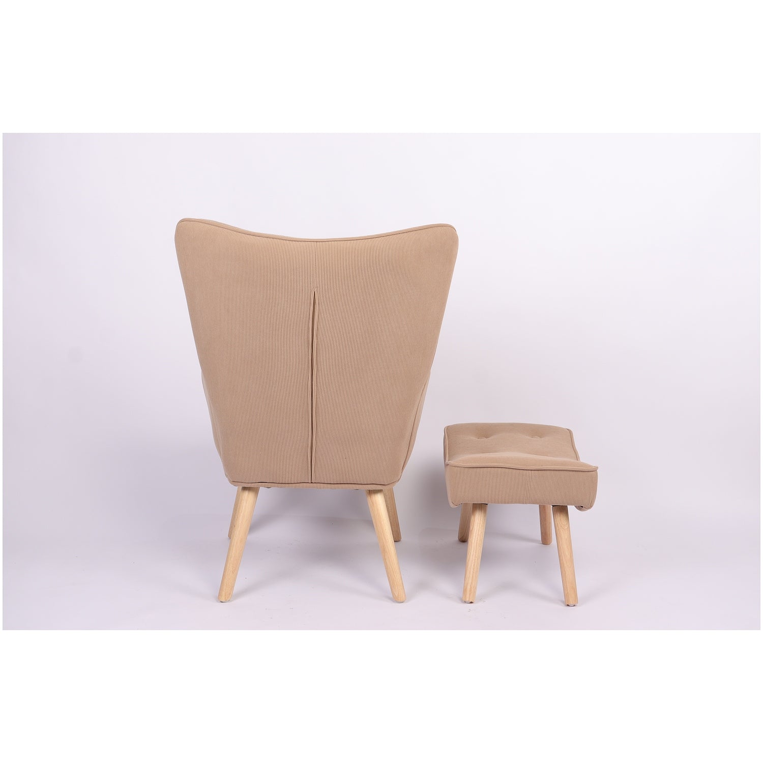 Πολυθρόνα Μπερζέρα Με Υποπόδιο ArteLibre ANIDORI Ανοιχτό Καφέ Ύφασμα/Ξύλο 73x69x96cm - Hippiehome.gr