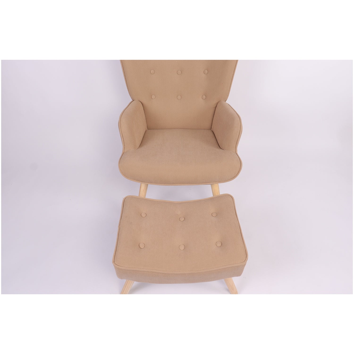 Πολυθρόνα Μπερζέρα Με Υποπόδιο ArteLibre ANIDORI Ανοιχτό Καφέ Ύφασμα/Ξύλο 73x69x96cm - Hippiehome.gr