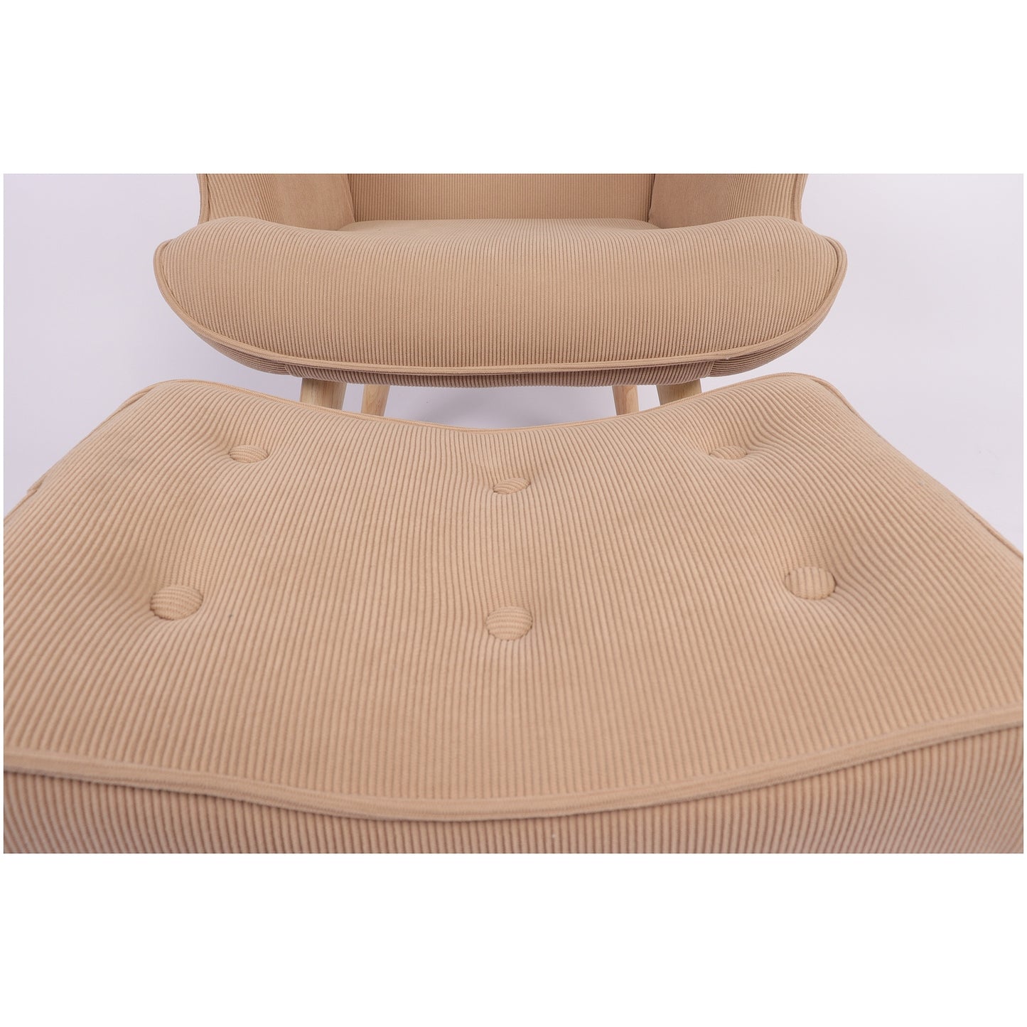 Πολυθρόνα Μπερζέρα Με Υποπόδιο ArteLibre ANIDORI Ανοιχτό Καφέ Ύφασμα/Ξύλο 73x69x96cm - Hippiehome.gr