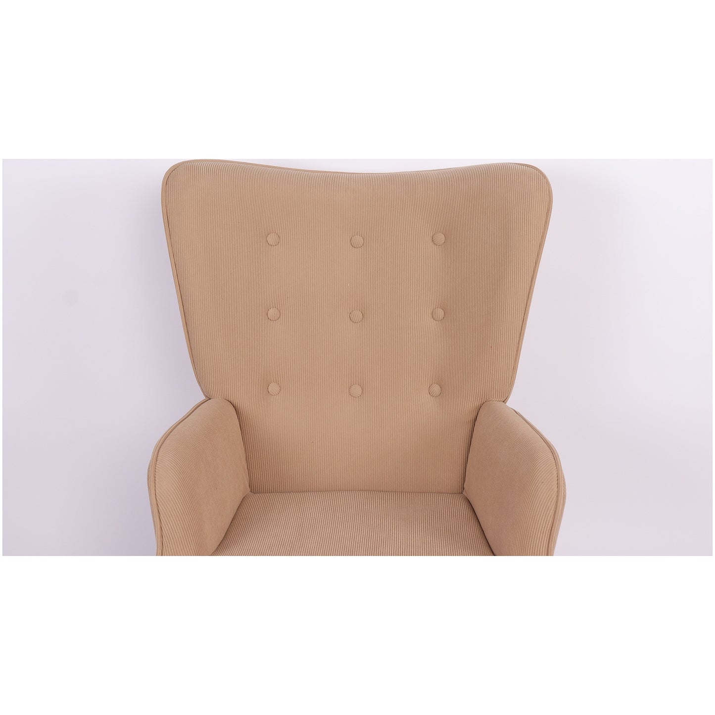 Πολυθρόνα Μπερζέρα Με Υποπόδιο ArteLibre ANIDORI Ανοιχτό Καφέ Ύφασμα/Ξύλο 73x69x96cm - Hippiehome.gr