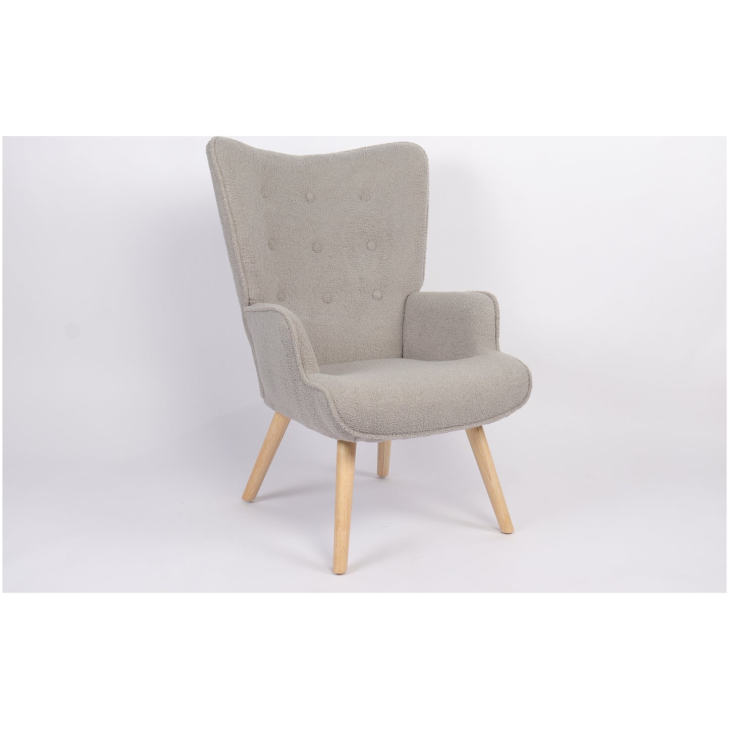 Πολυθρόνα ArteLibre MARION Γκρι Ύφασμα Μπουκλέ/Ξύλο 73x69x96cm - Hippiehome.gr