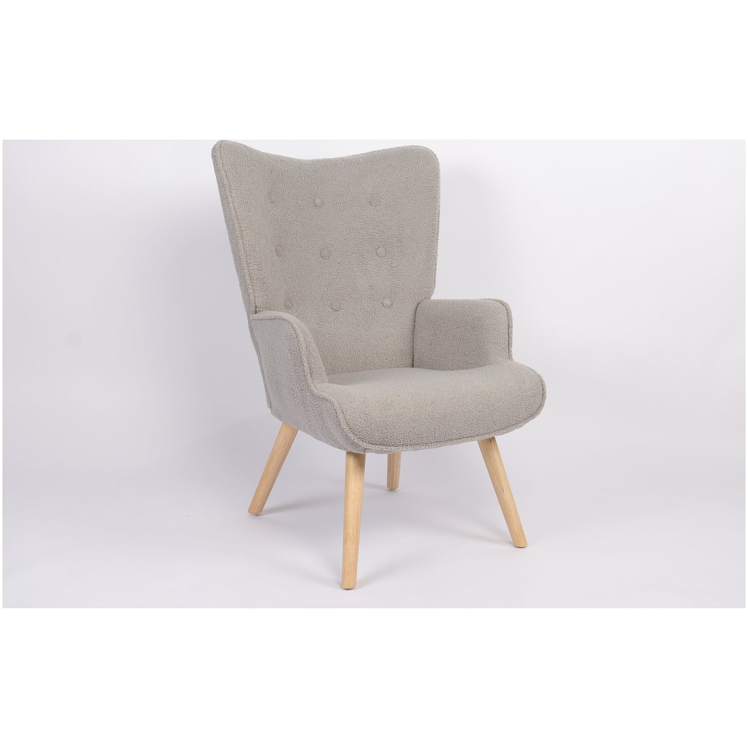 Πολυθρόνα ArteLibre MARION Γκρι Ύφασμα Μπουκλέ/Ξύλο 73x69x96cm - Hippiehome.gr
