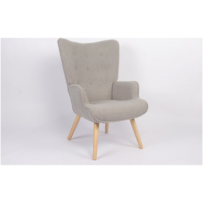Πολυθρόνα ArteLibre MARION Γκρι Ύφασμα Μπουκλέ/Ξύλο 73x69x96cm - Hippiehome.gr