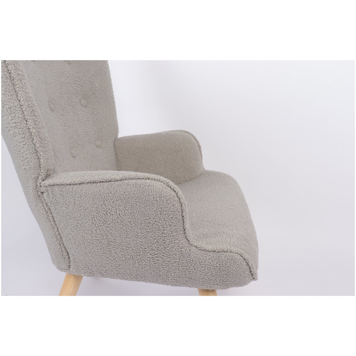 Πολυθρόνα ArteLibre MARION Γκρι Ύφασμα Μπουκλέ/Ξύλο 73x69x96cm - Hippiehome.gr