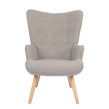Πολυθρόνα ArteLibre MARION Γκρι Ύφασμα Μπουκλέ/Ξύλο 73x69x96cm - Hippiehome.gr