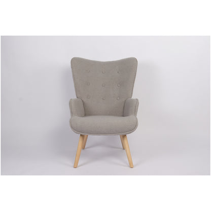 Πολυθρόνα ArteLibre MARION Γκρι Ύφασμα Μπουκλέ/Ξύλο 73x69x96cm - Hippiehome.gr
