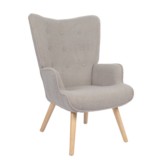 Πολυθρόνα ArteLibre MARION Γκρι Ύφασμα Μπουκλέ/Ξύλο 73x69x96cm - Hippiehome.gr