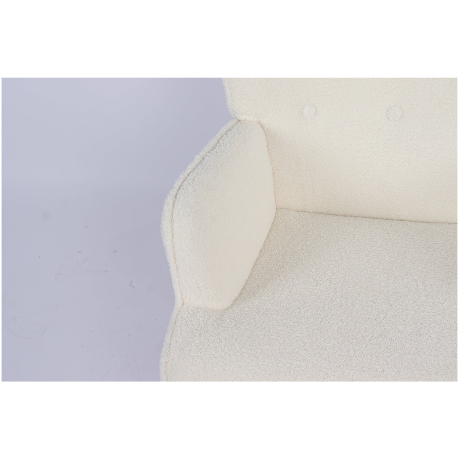 Πολυθρόνα ArteLibre MARION Λευκό Ύφασμα Μπουκλέ/Ξύλο 73x69x96cm - Hippiehome.gr