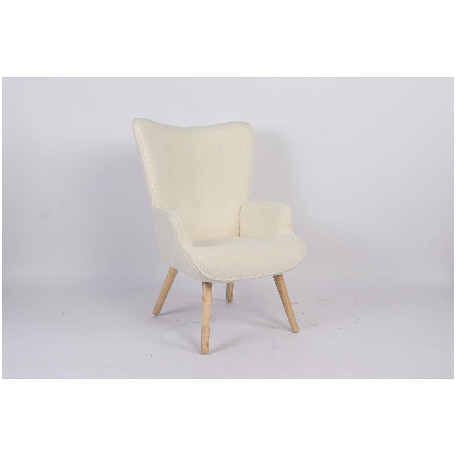 Πολυθρόνα ArteLibre MARION Λευκό Ύφασμα Μπουκλέ/Ξύλο 73x69x96cm - Hippiehome.gr