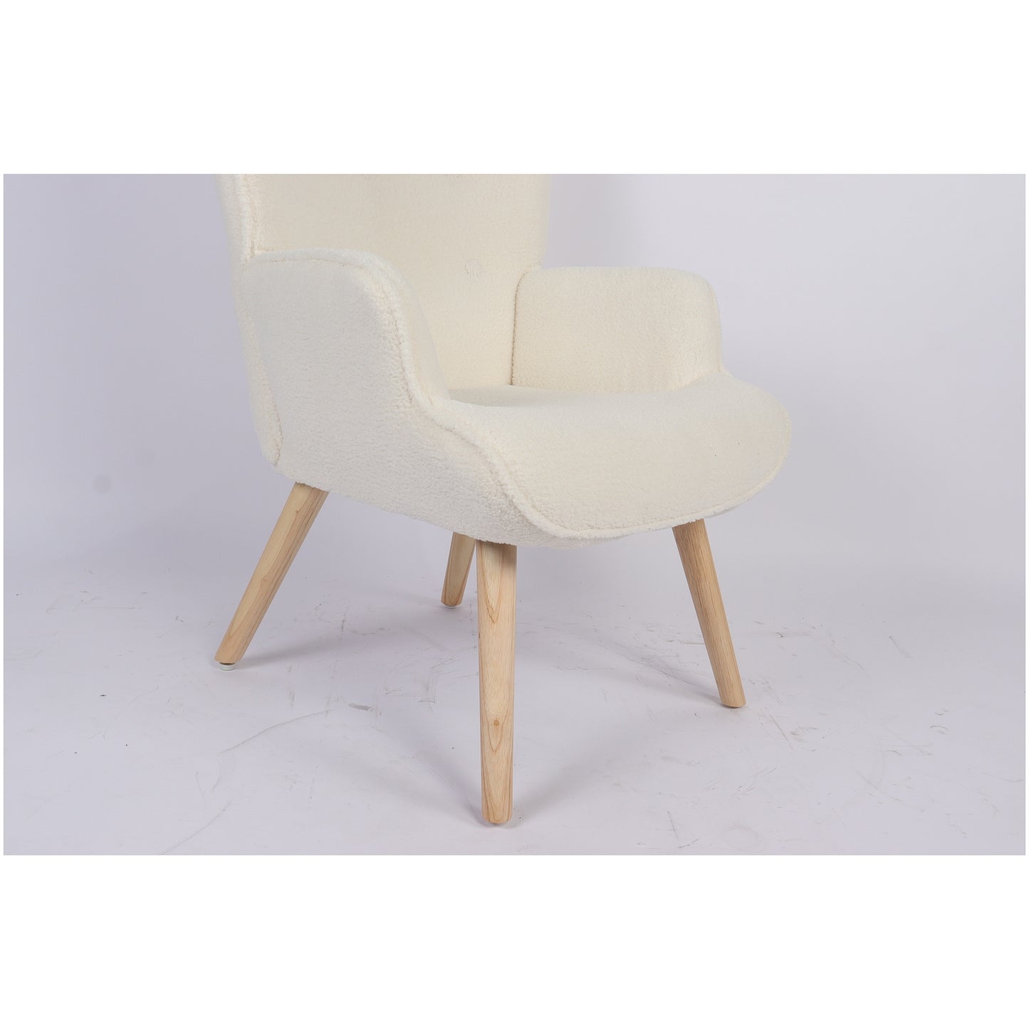 Πολυθρόνα ArteLibre MARION Λευκό Ύφασμα Μπουκλέ/Ξύλο 73x69x96cm - Hippiehome.gr