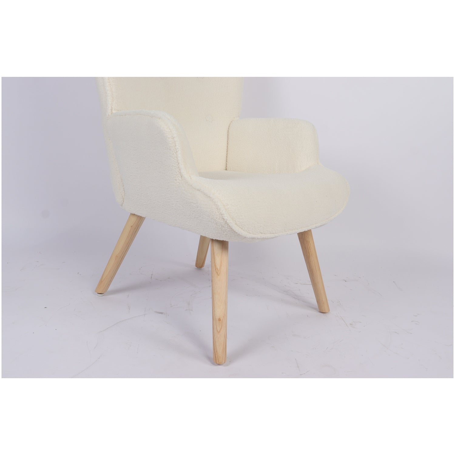 Πολυθρόνα ArteLibre MARION Λευκό Ύφασμα Μπουκλέ/Ξύλο 73x69x96cm - Hippiehome.gr