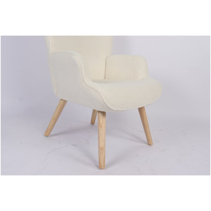 Πολυθρόνα ArteLibre MARION Λευκό Ύφασμα Μπουκλέ/Ξύλο 73x69x96cm - Hippiehome.gr